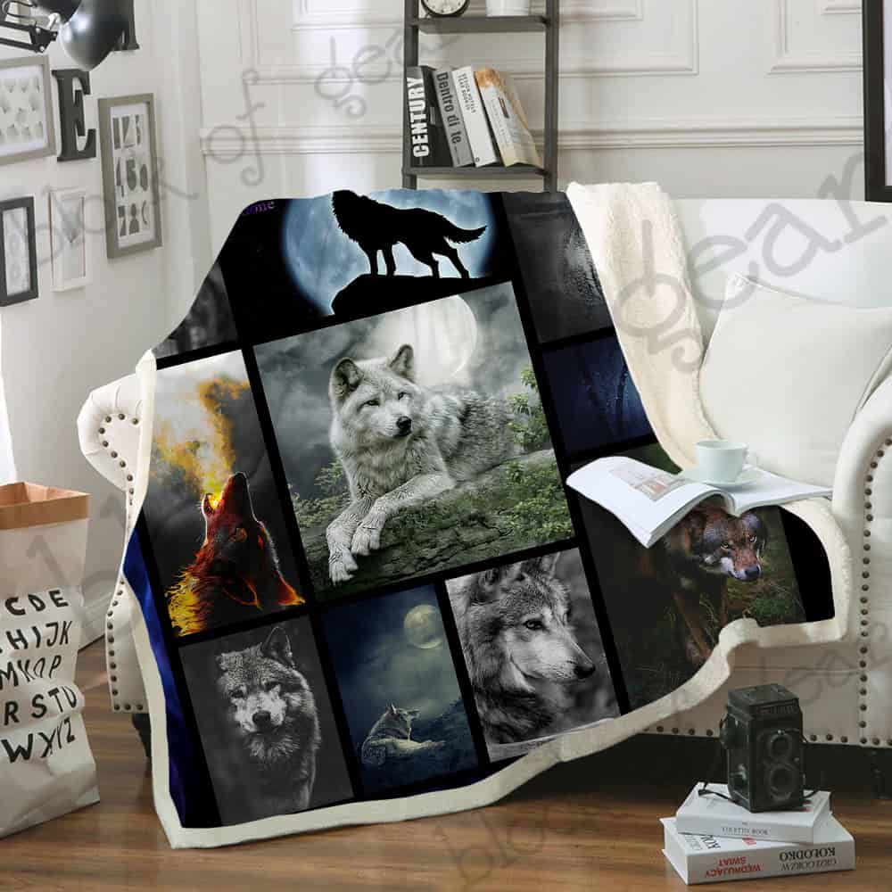 Alone Wolf CLA1111093F Sherpa Fleece Blanket