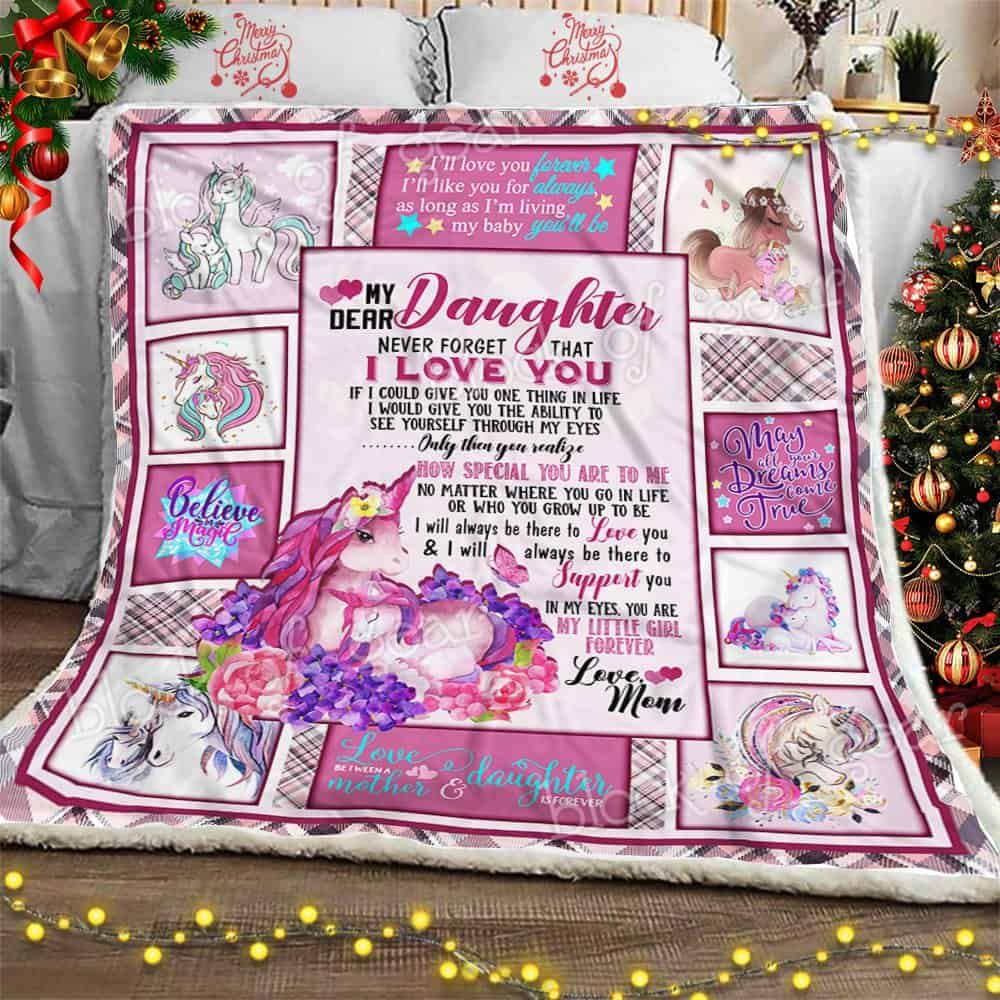 Daughter My Little Girl Forever Unicorn CLA1111770F Sherpa Fleece Blanket