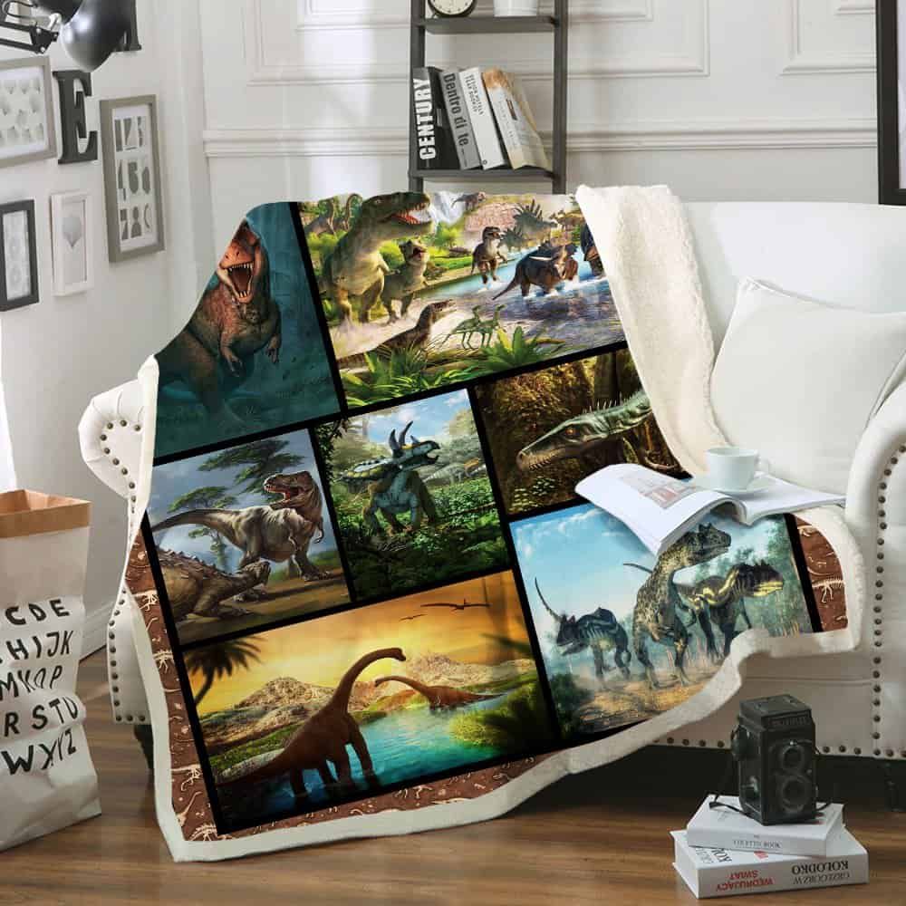 Dinosaur World CLA1111005F Sherpa Fleece Blanket