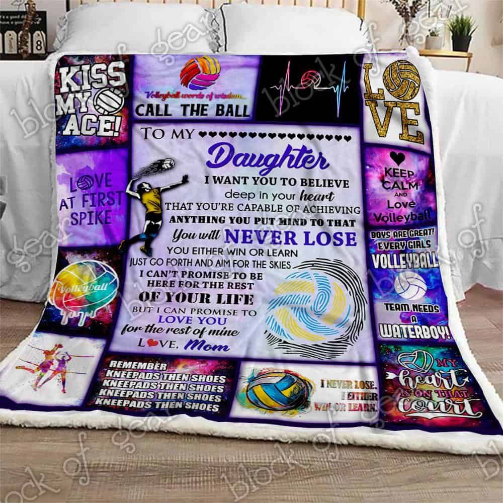 Volleyball Daughter Love Mom CLA1111232F Sherpa Fleece Blanket