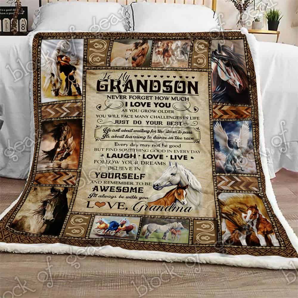 My Grandson Remember To Be Awesome Love Grandma CLA16110557F Sherpa Fleece Blanket