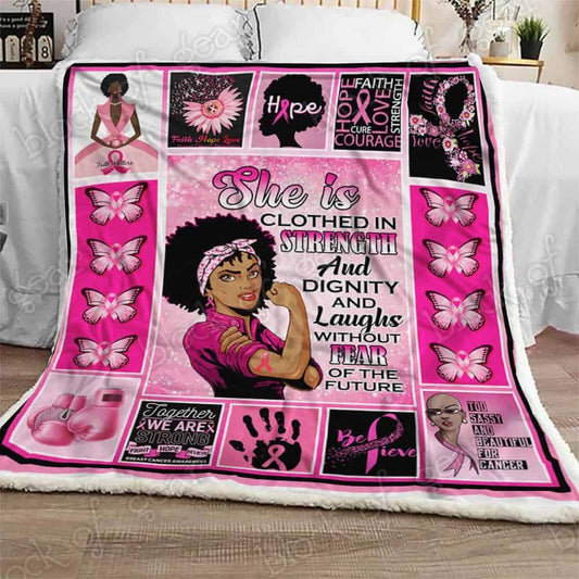 Breast Cancer Awareness Black Woman CLA16110851F Sherpa Fleece Blanket