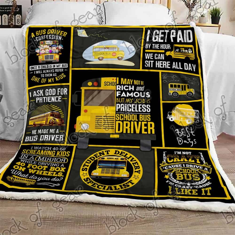 School Bus Driver CLA16110659F Sherpa Fleece Blanket