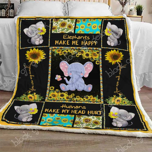 Sunflower Elephant CLA16110644F Sherpa Fleece Blanket