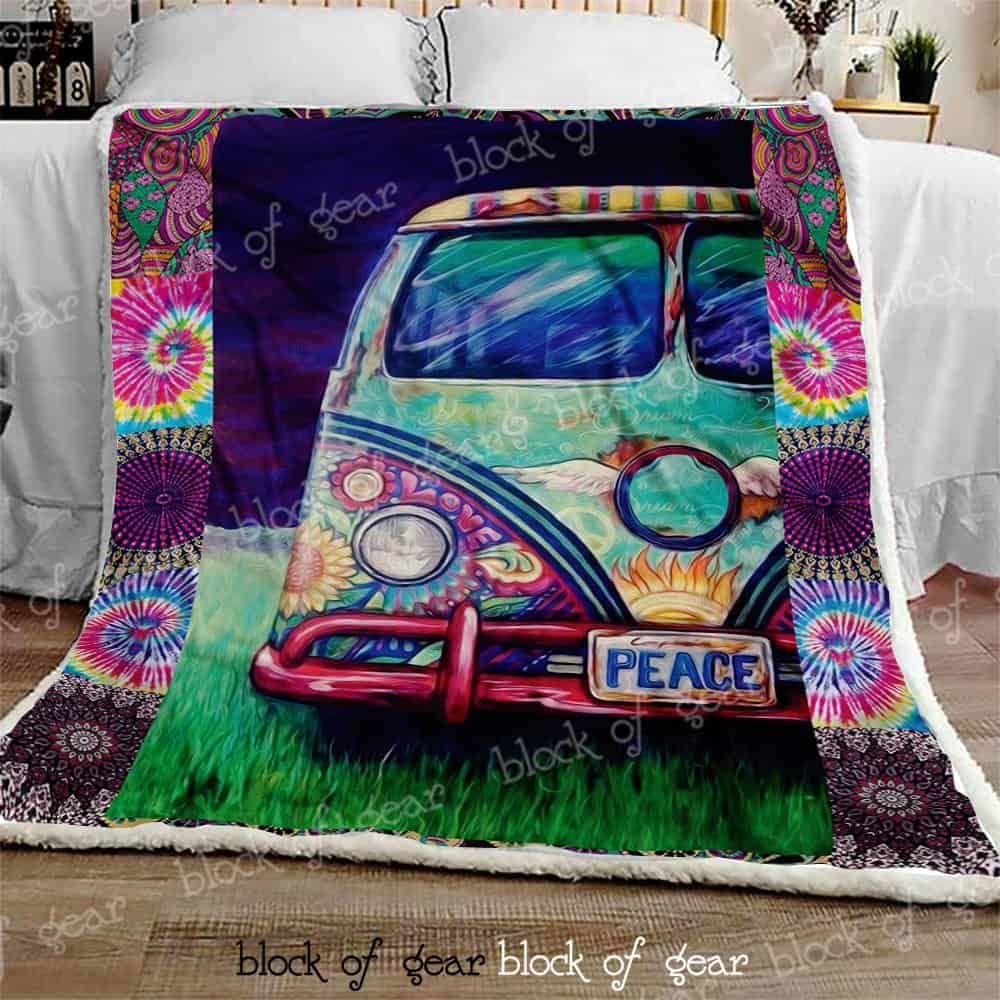 Hippie Bus CLA16110436F Sherpa Fleece Blanket