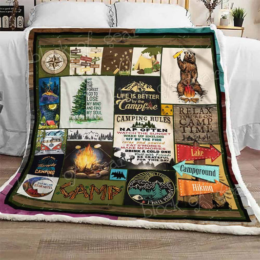 I Love Camping CLA16110647F Sherpa Fleece Blanket