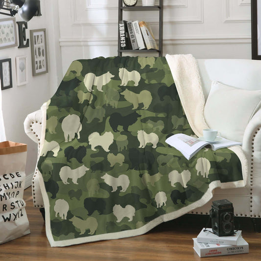 Camouflage Samoyed CLA29110111F Sherpa Fleece Blanket