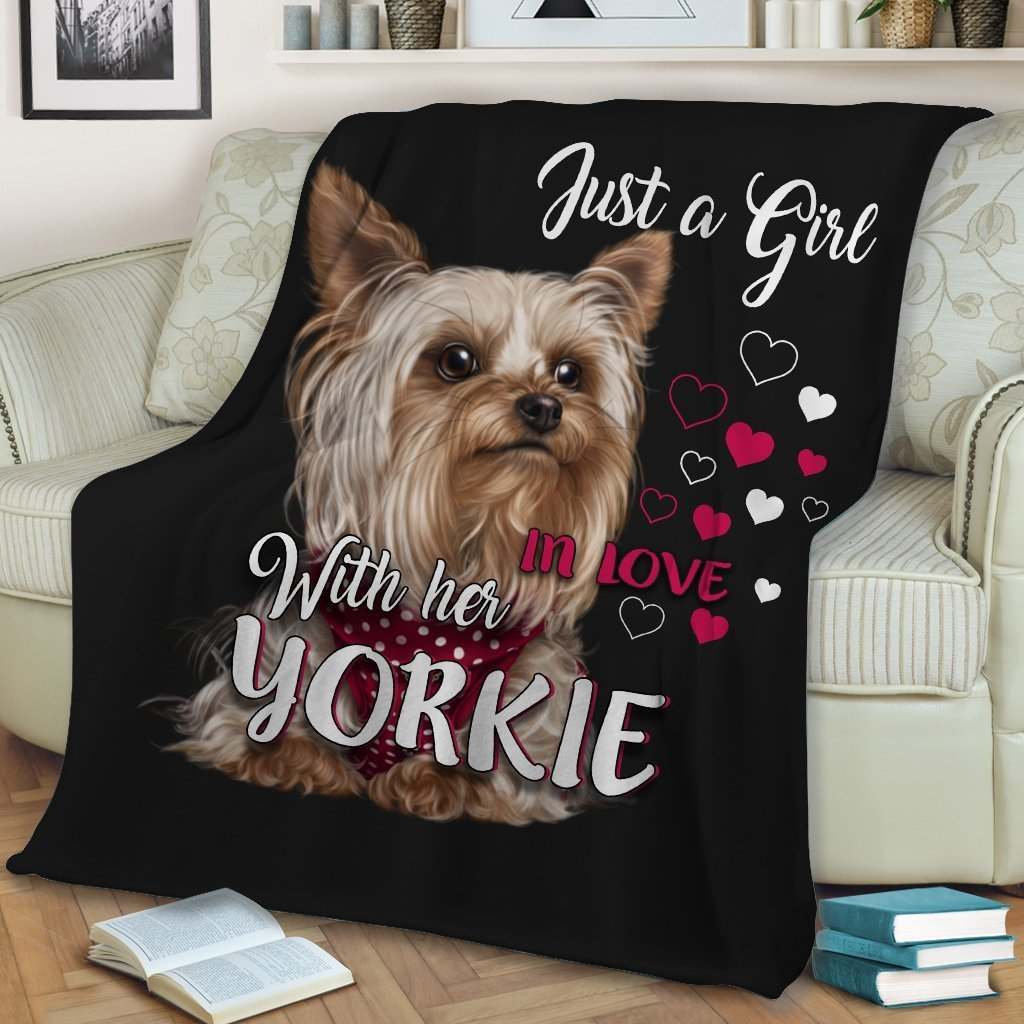 Just A Girl In Love With Her Yorkie Throw CLA29110226F Sherpa Fleece Blanket