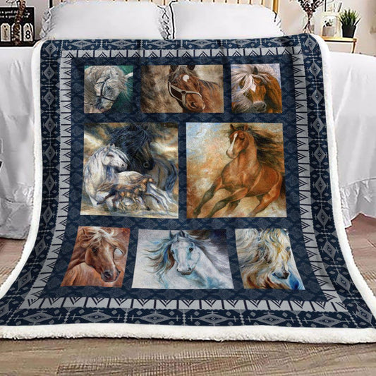 Horse CLA29110620F Sherpa Fleece Blanket