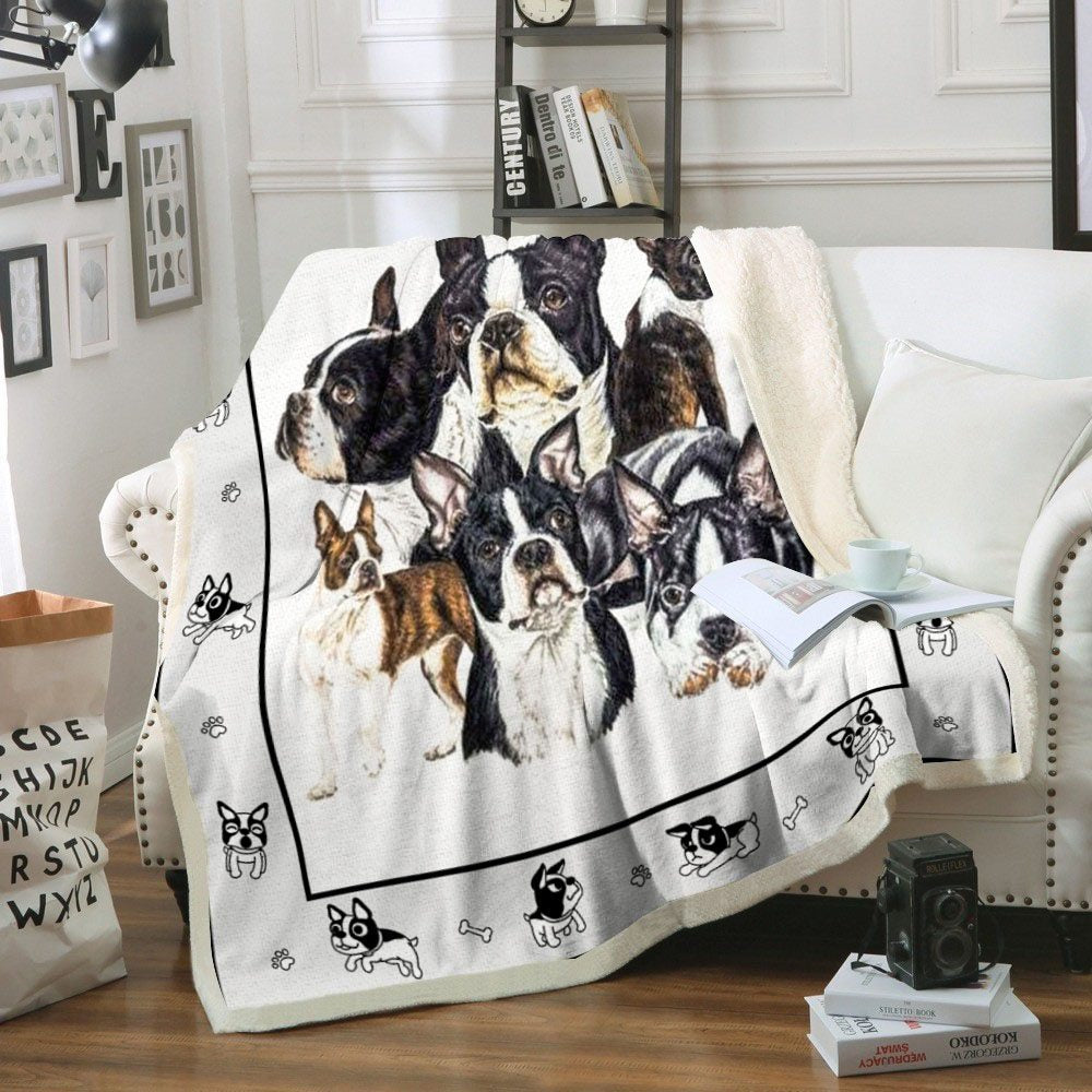 Boston Terrier CLA29111873F Sherpa Fleece Blanket