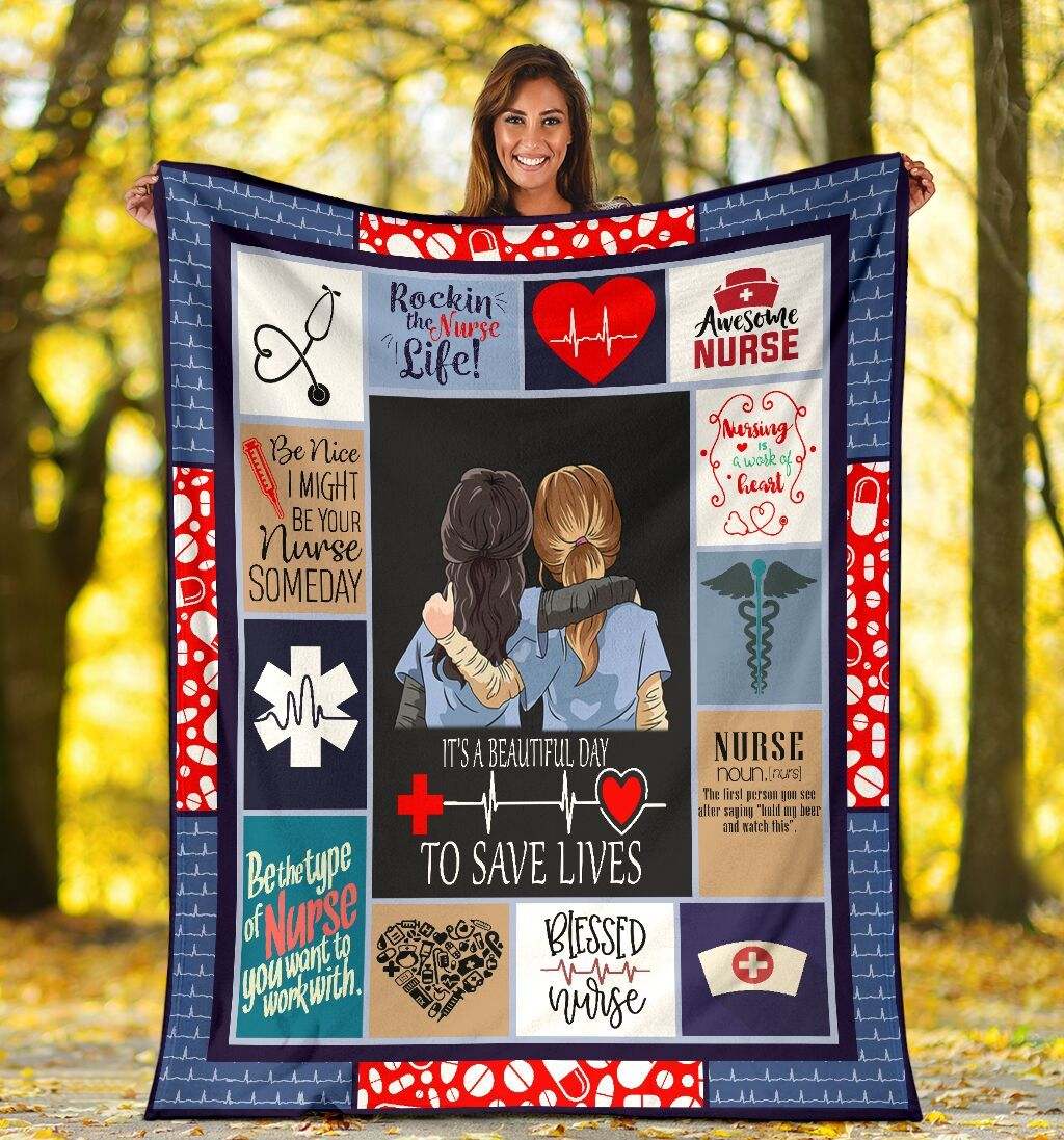 It s A Beautiful Day To Save Lifes Nurse CLA0412175F Sherpa Fleece Blanket