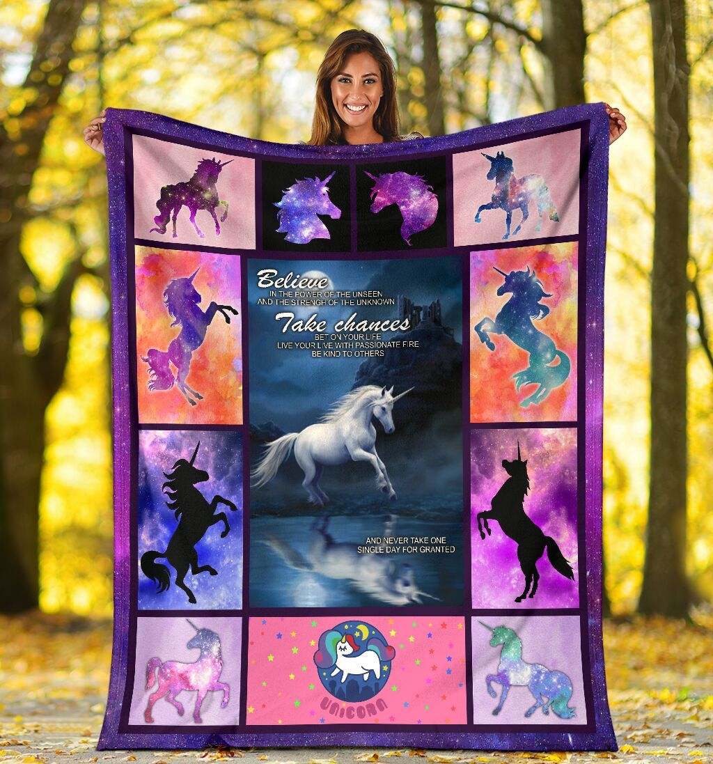 Believe In The Power Of Unseen Unicorn Galaxy CLA0412208F Sherpa Fleece Blanket