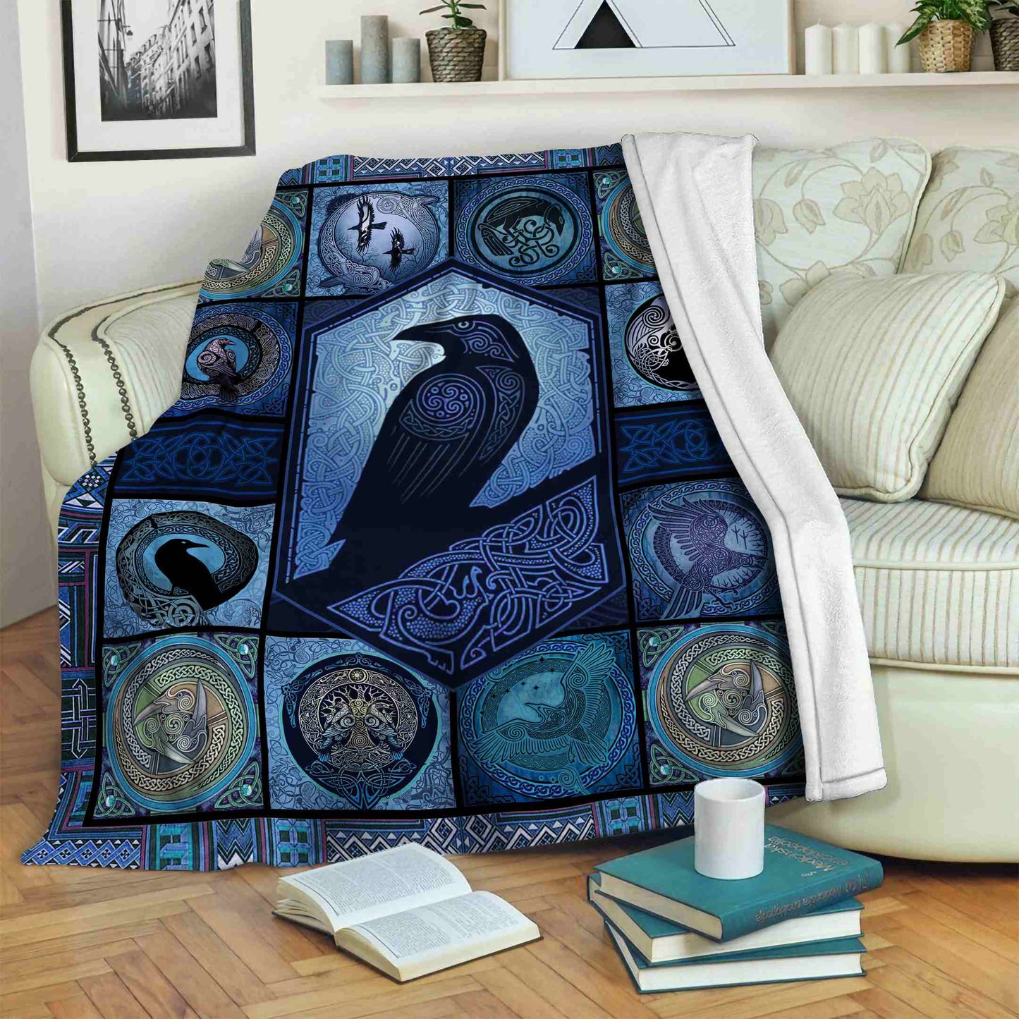 Celtic Art Raven CLA0512105F Sherpa Fleece Blanket