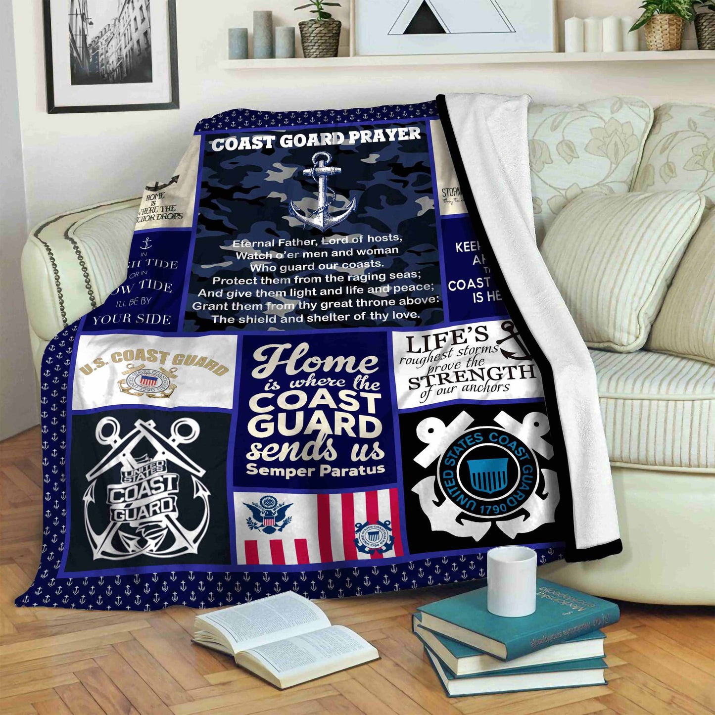 Coast Guard CLA12120405F Sherpa Fleece Blanket