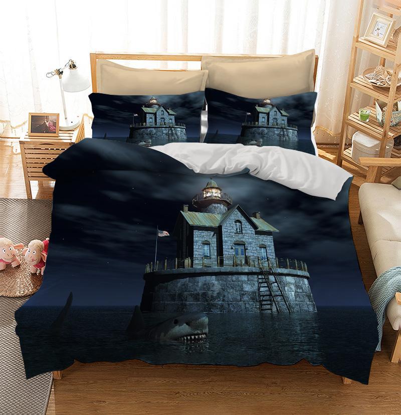 Great white shark in front of a lighthouse CLA18121041B Bedding Sets