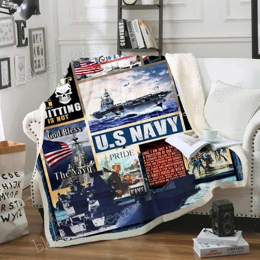 United States Navy CLA25123366F Sherpa Fleece Blanket