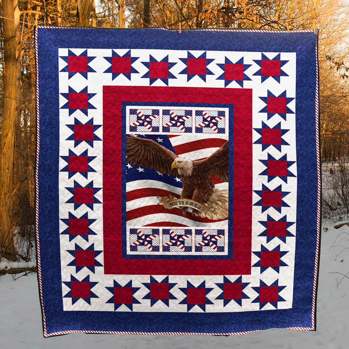 Eagle Patriotic Quilt Blanket HN070603M