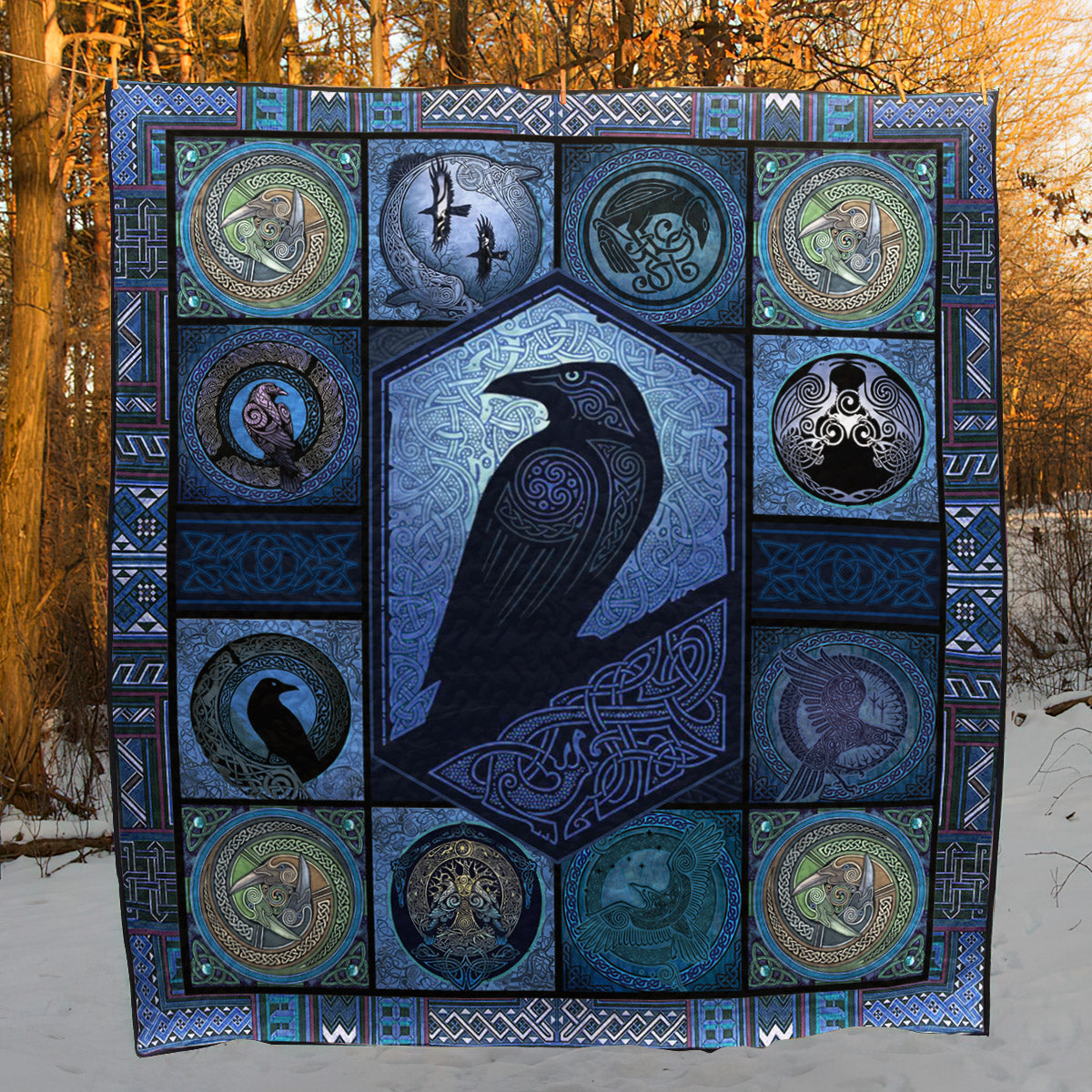 Celtic Art Raven D9025 Quilt Blanket