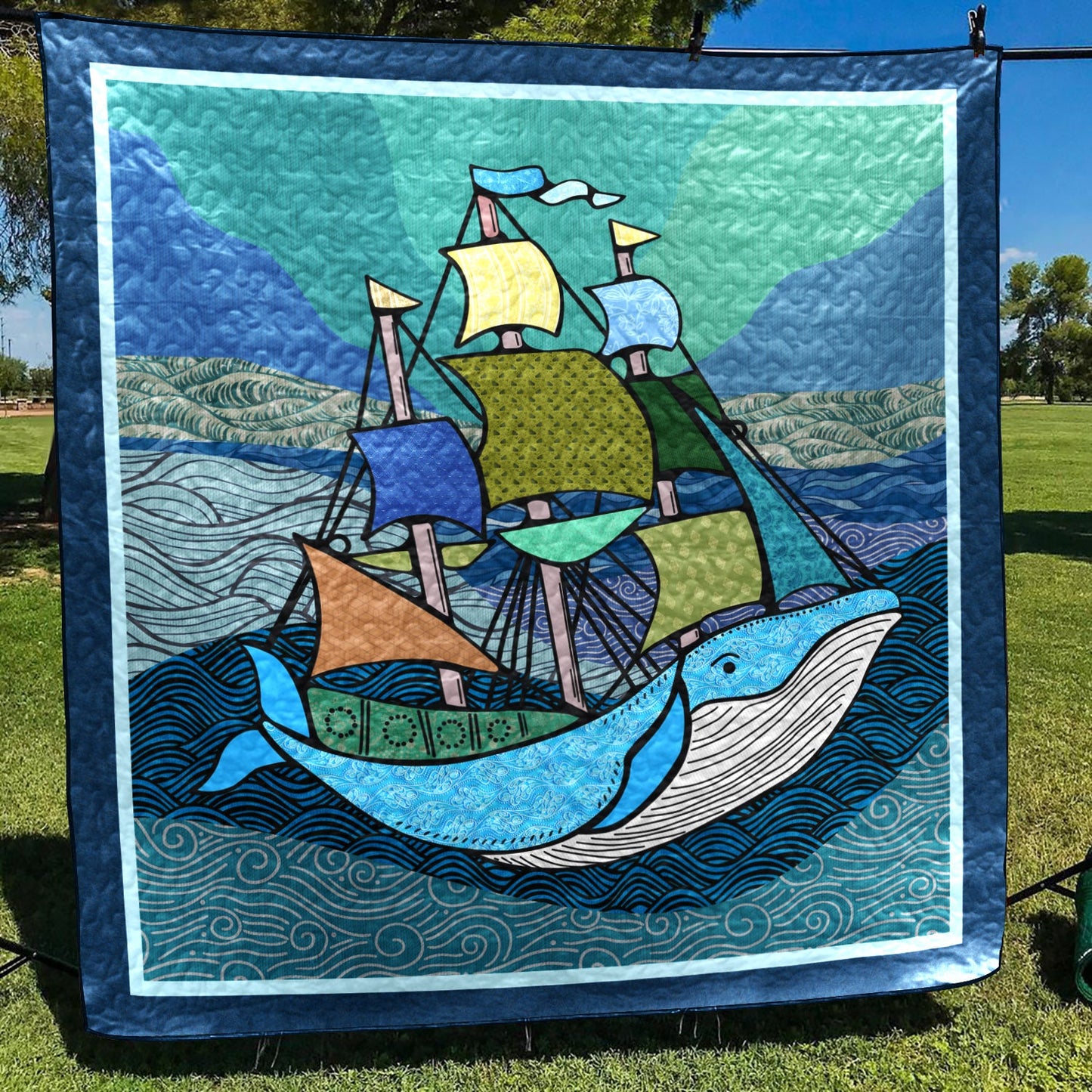 Boat And Whale HT280602 Quilt Blanket