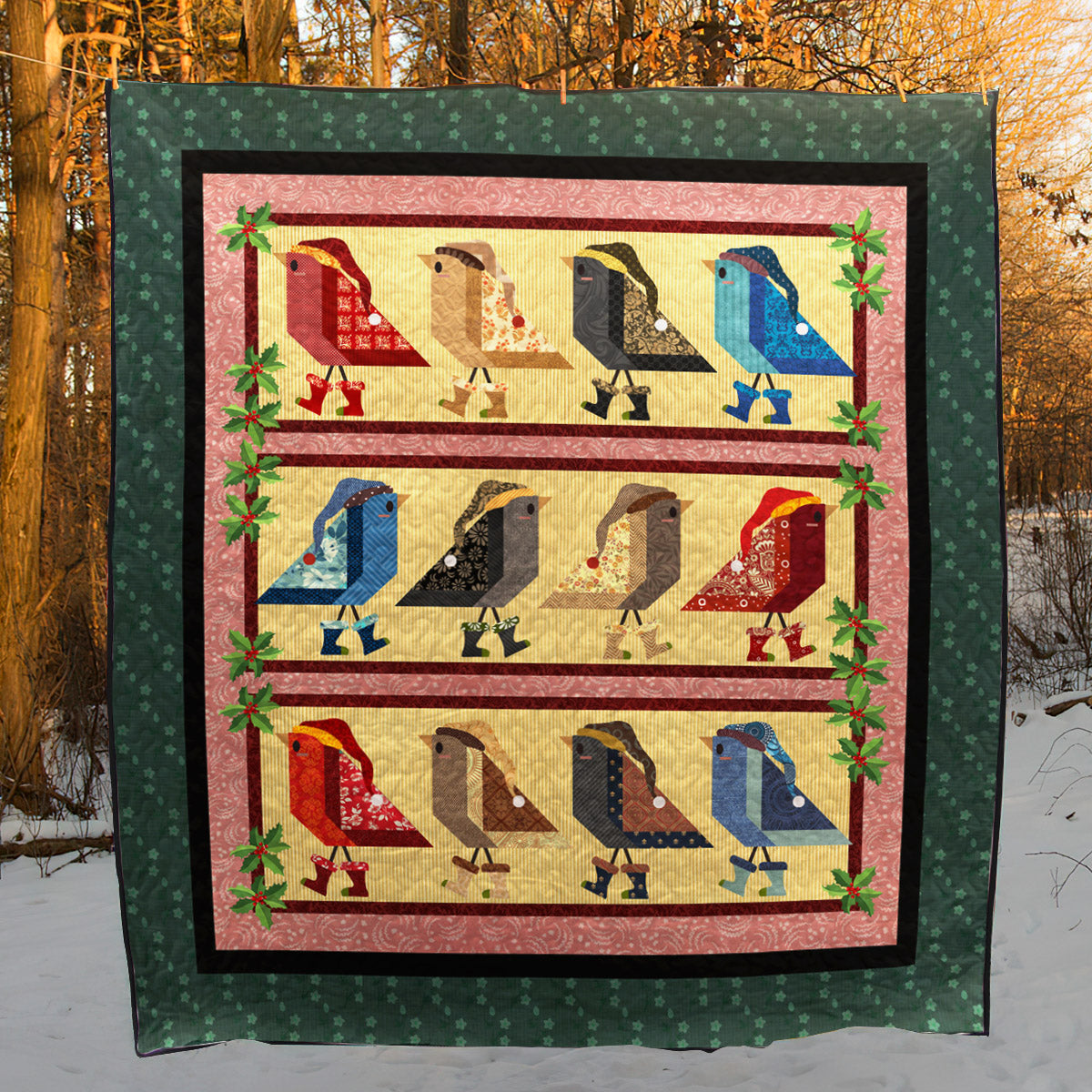 Christmas Bird HT280609 Quilt Blanket