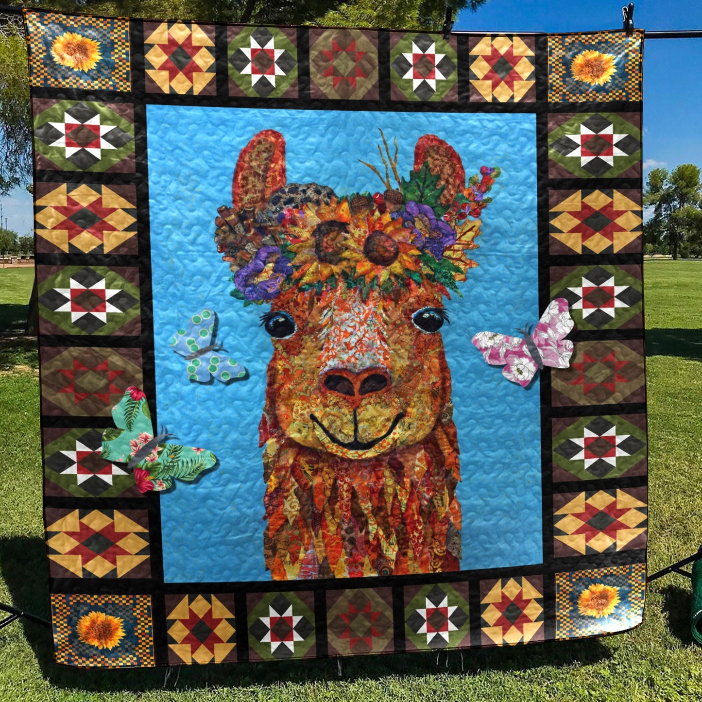 Floral Llama CLT260641 Quilt Blanket
