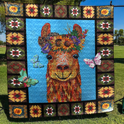 Floral Llama CLT260641 Quilt Blanket