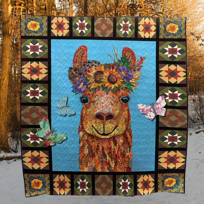 Floral Llama CLT260641 Quilt Blanket