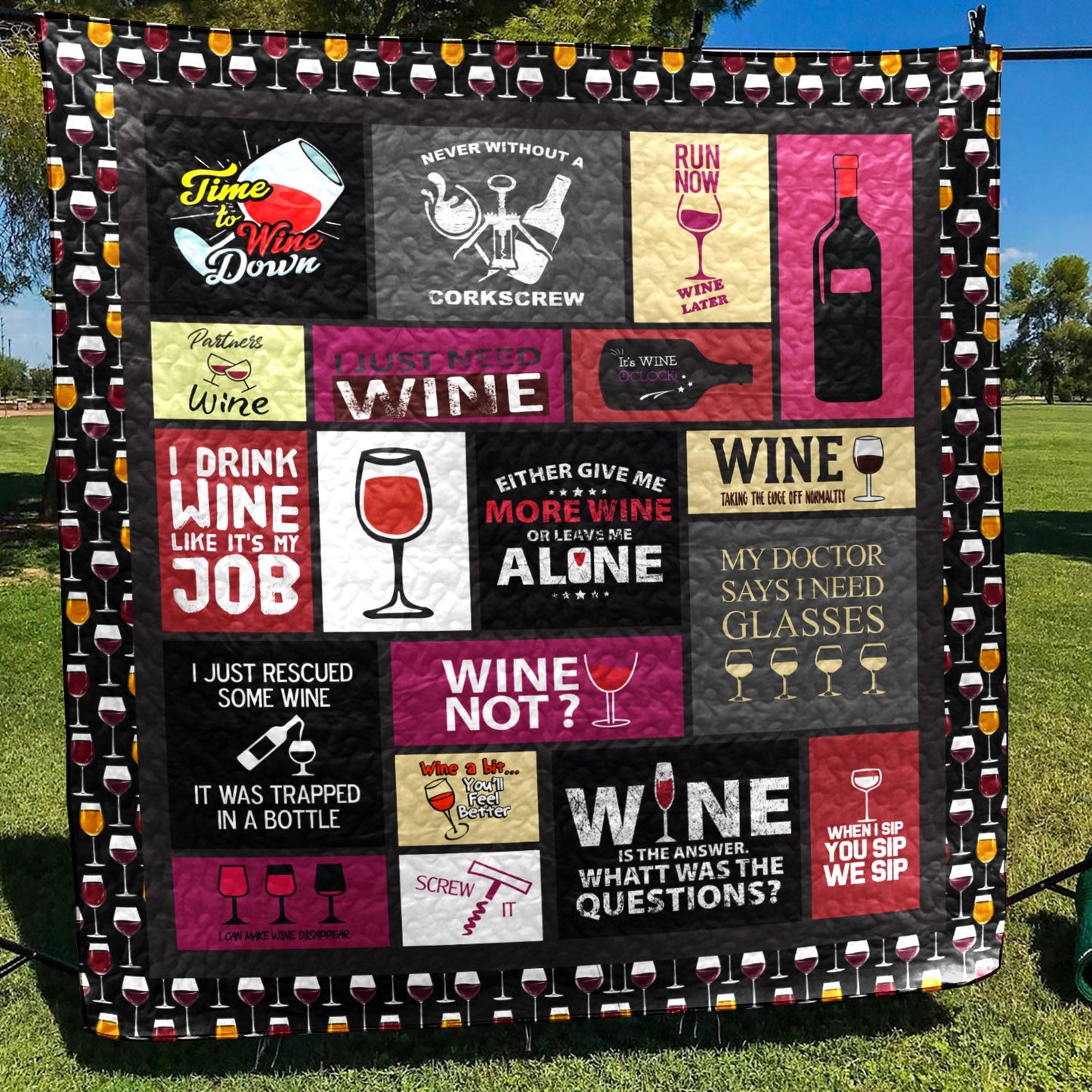 Give Me More Wine Or Leave Me Alone PKT200621 Quilt Blanket