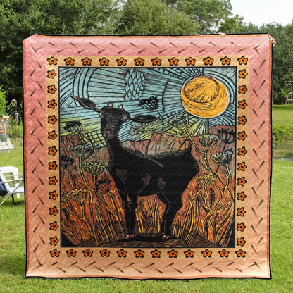 Abstract Black Goat CLT270601 Quilt Blanket