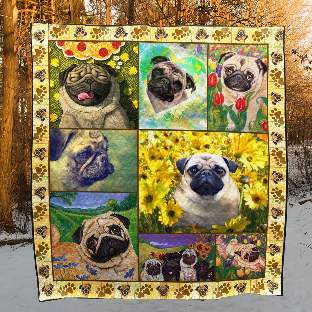 Pug D010776 Quilt Blanket