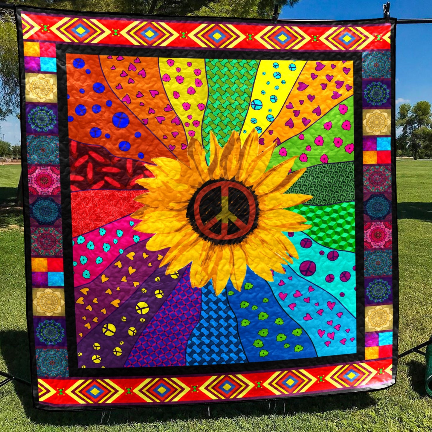 Hippie Sun And Love CLT130620 Quilt Blanket