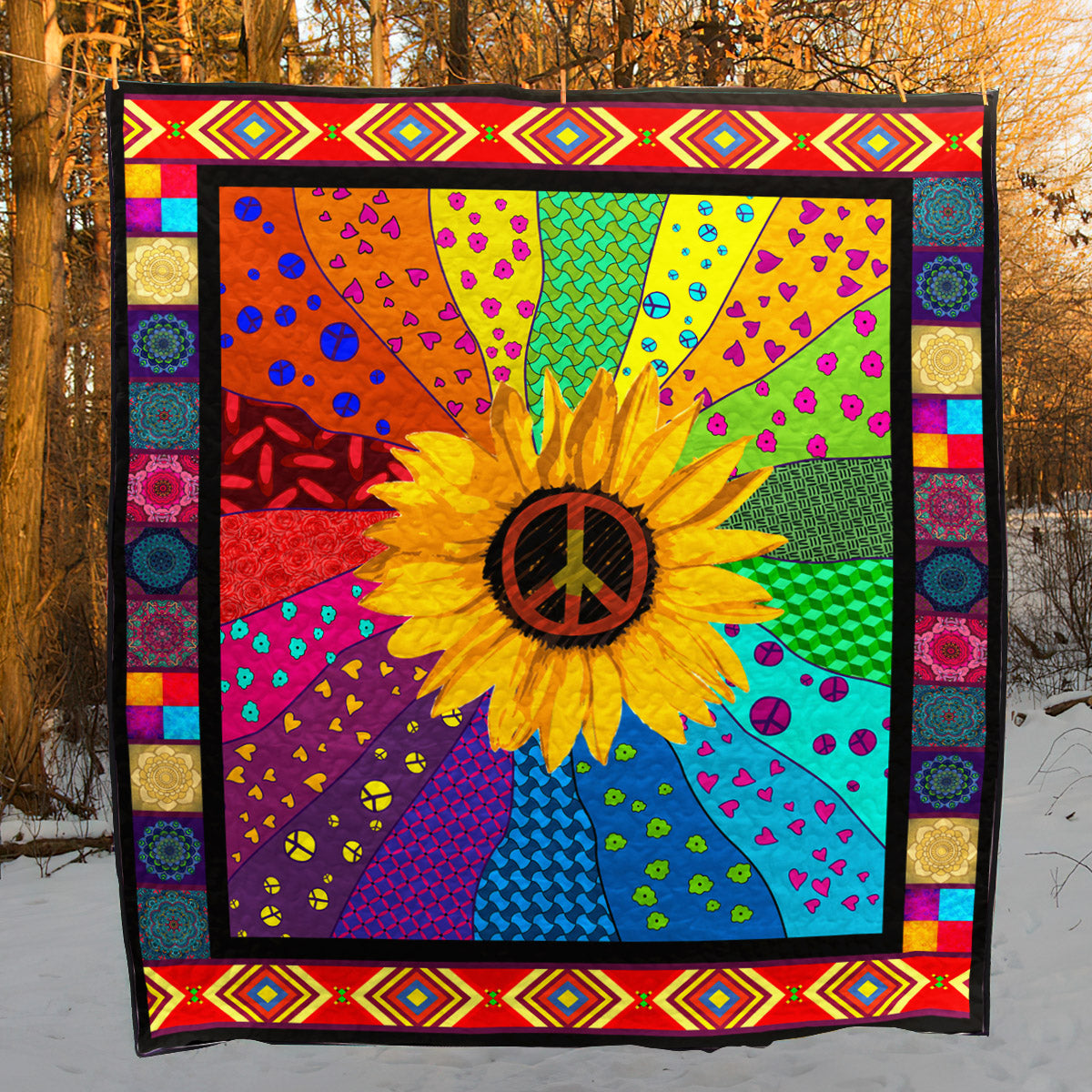 Hippie Sun And Love CLT130620 Quilt Blanket