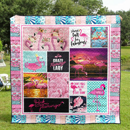 Crazy Flamingo Lady CLD150675 Quilt Blanket