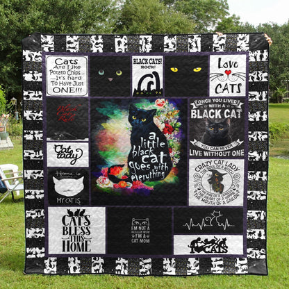 Black Cats Rock PKT240608 Quilt Blanket