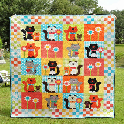 Cat And Flower CLM170618 Quilt Blanket