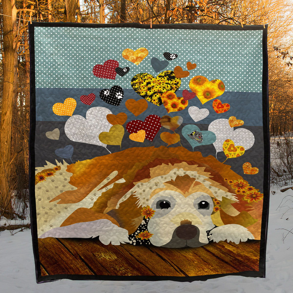 Golden Retriever CLM290631 Quilt Blanket