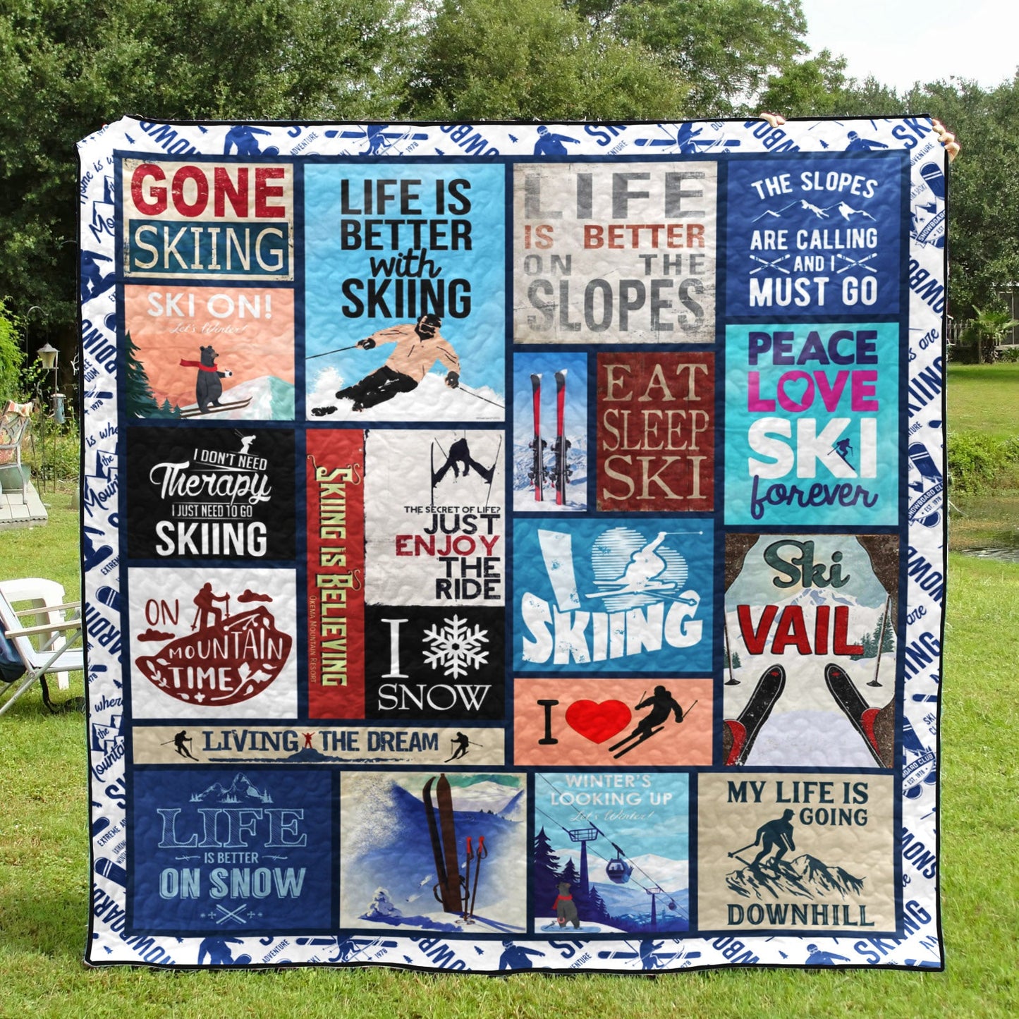 Skiing YE110702A TBG Quilt Blanket