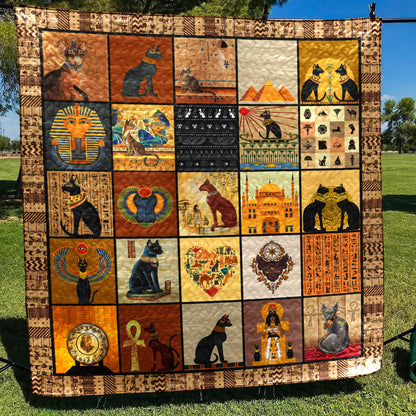 Egpytian Cats HN170738 Quilt Blanket