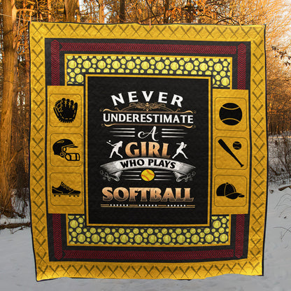 Girls Who Play Softball CLD270658 Quilt Blanket