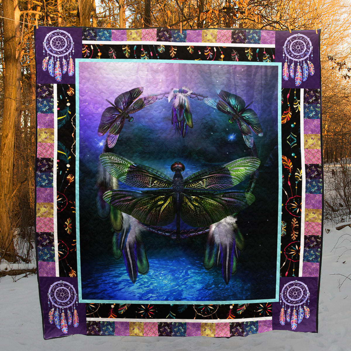 Dreamcatcher Dragonfly HN250706B Quilt Blanket