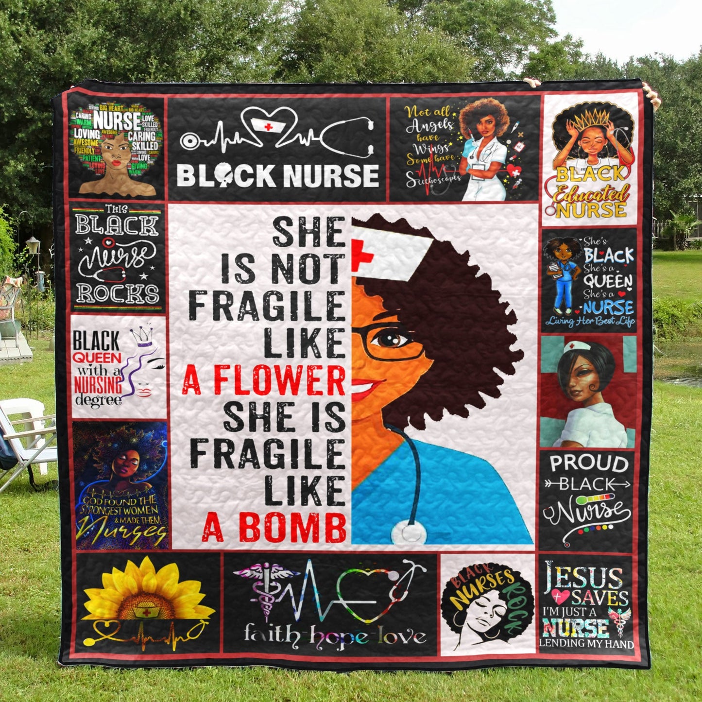 Black nurse YE270706A TBG Quilt Blanket