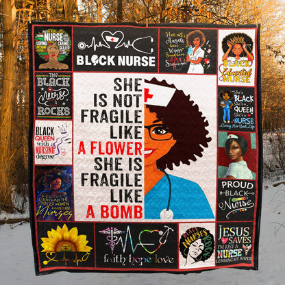 Black nurse YE270706A TBG Quilt Blanket