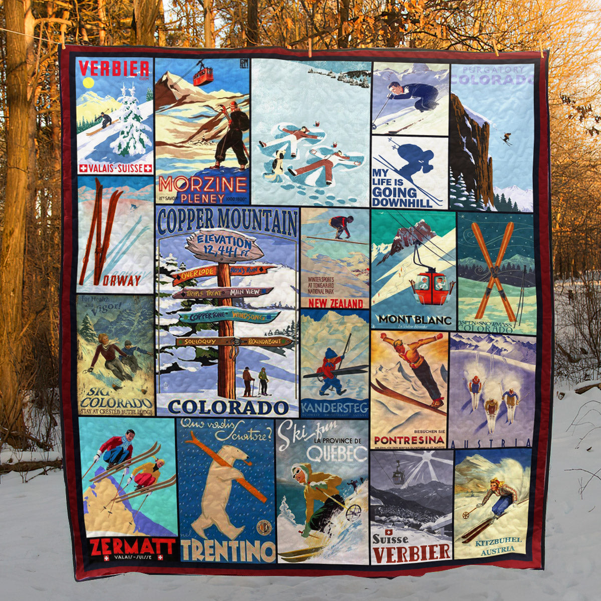 Skiing TU310707C TBG Quilt Blanket