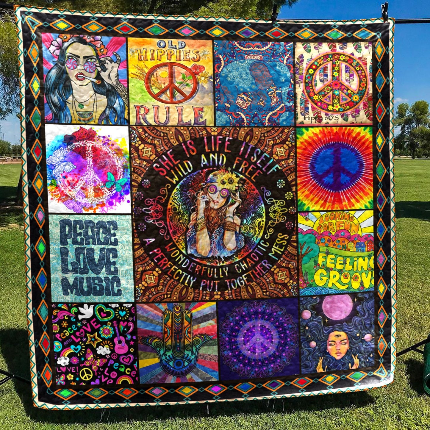 Hippie BI030805C TBG Quilt Blanket