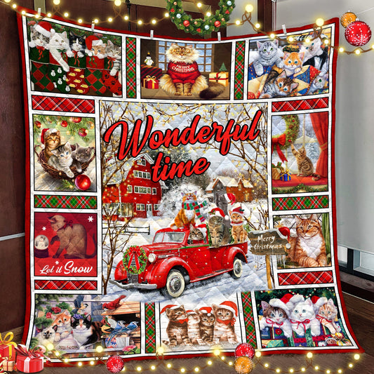 Cat Xmas HM081105D Quilt Blanket
