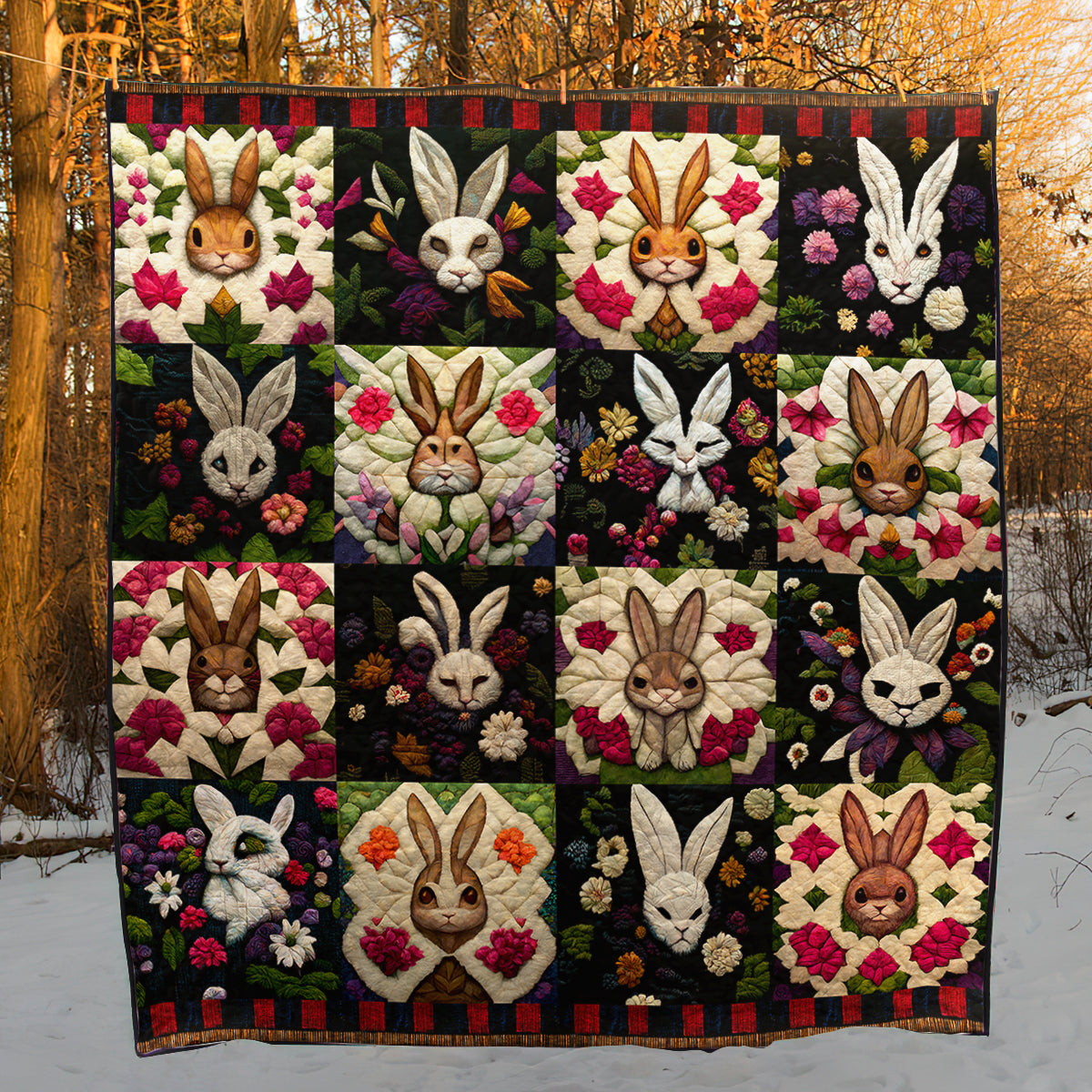Bunny And Flowers Quilt Blanket TD290902Y