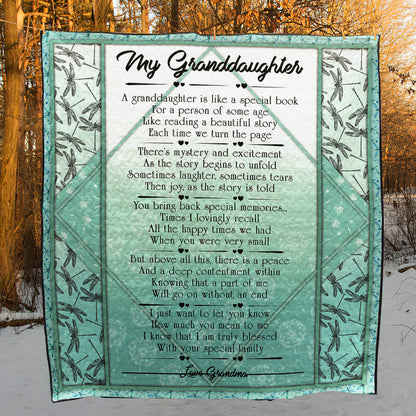 Granddaughter Grandma A Granddaughter Is Like a Special Book CLA0211141Q Quilt Blanket