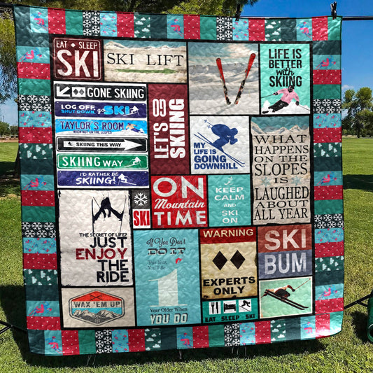 Eat Sleep Ski CLT150622 Quilt Blanket