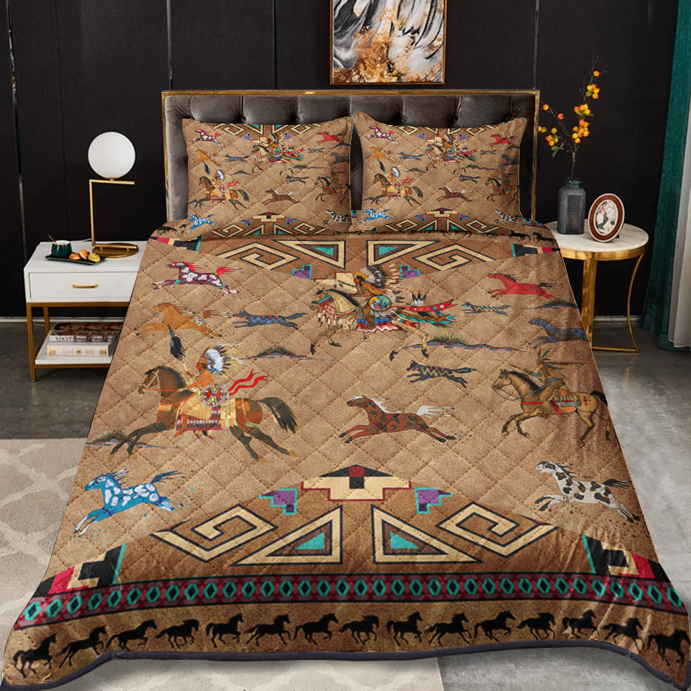 Native American Inspired Horses Quilt Bed Sheet TL030607QS