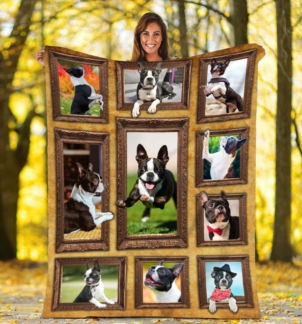 3D Boston Terrier dog CLA0411051F Sherpa Fleece Blanket